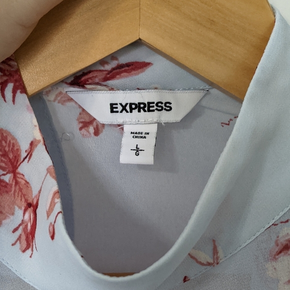 Express Spring Floral Chiffon Blouse Sz L - Picture 3 of 5